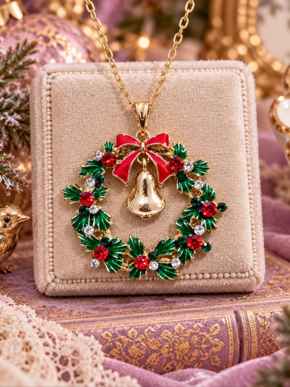 🎄Christmas Festive Wreath Pendant Necklace